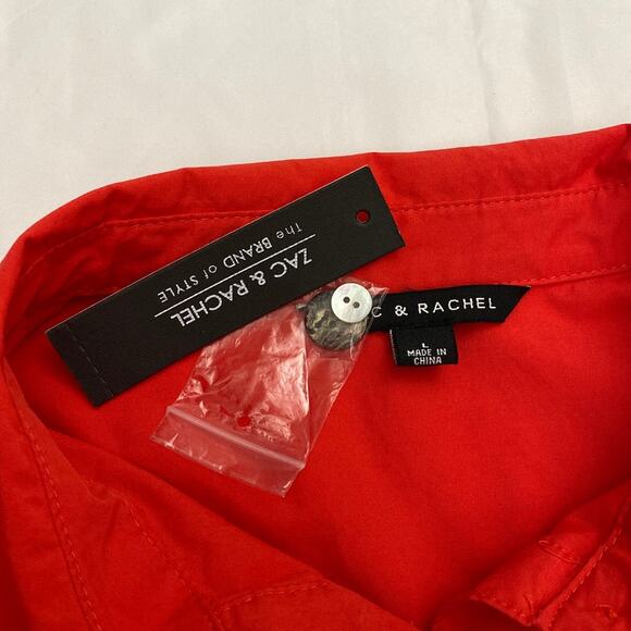 Poppy Red Blouse Tunic Lagenlook Asian Kimono Inspired L Roll Tab NWT Zac Rachel - Picture 4 of 10